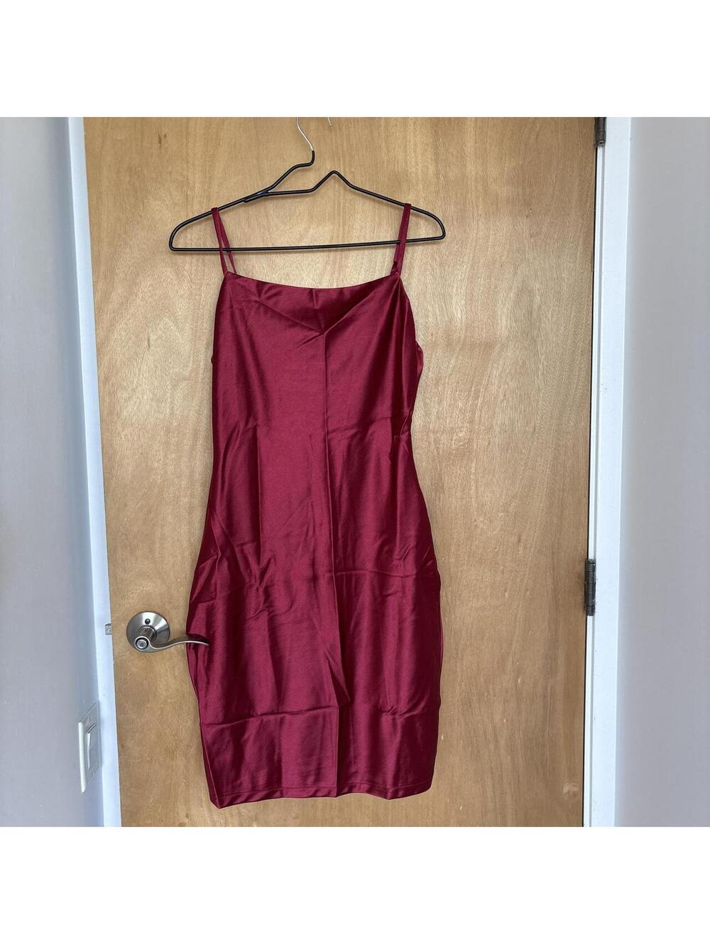 Elegant Burgundy Satin Slip Dress with Adjustable Straps
